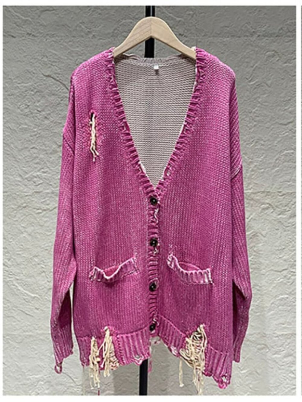 R13 NWOT Pink Jumbo Distressed Cardigan XS - Picture 5 of 16
